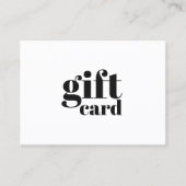 Einfaches Schwarz-weißes Geschenkgutschein Rabattkarte (Vorderseite)