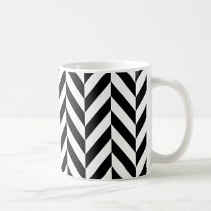 Einfaches Schwarz-weißes Herringbone-Muster Kaffeetasse