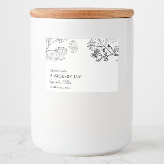 Einfaches schwarz-weißes Himbeerbrot-Label Lebensmitteletikett (Vorderseite)