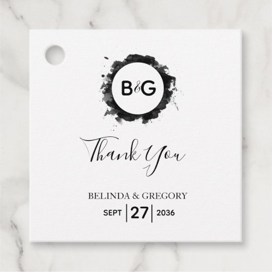 Einfaches Schwarz-weißes Hochzeitsgeschenk Geschenkanhänger (Vorderseite)