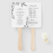 Einfaches Schwarz-weißes Hochzeitsprogramm für Ele Fächer (Vorne und Hinten)