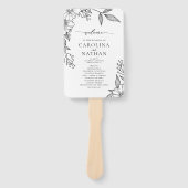 Einfaches Schwarz-weißes Hochzeitsprogramm für Ele Fächer (Vorderseite)