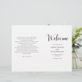 Einfaches schwarz-weißes Hochzeitsprogramm gefalte (Stehend Vorderseite)