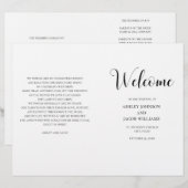 Einfaches schwarz-weißes Hochzeitsprogramm gefalte (Vorne/Hinten)