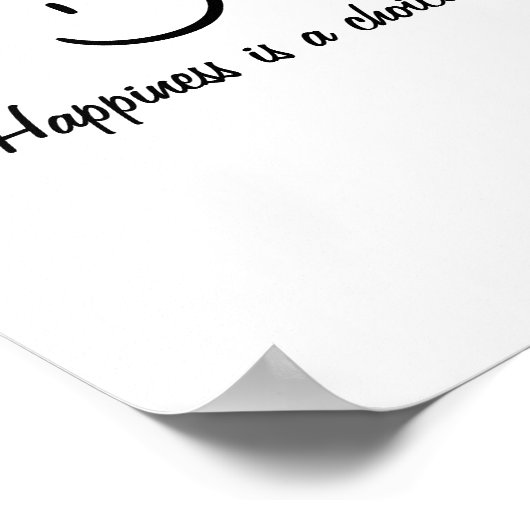 Einfaches Schwarz-weißes inspirierendes Glücksange Poster (Ecke)