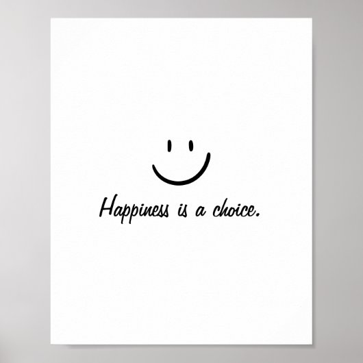 Einfaches Schwarz-weißes inspirierendes Glücksange Poster (Vorne)