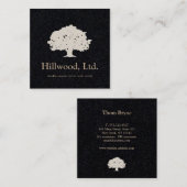 Einfaches Schwarz-weißes klassisches Tree-Logo Quadratische Visitenkarte (Vorne/Hinten)