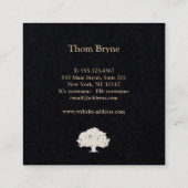 Einfaches Schwarz-weißes klassisches Tree-Logo Quadratische Visitenkarte (Rückseite)