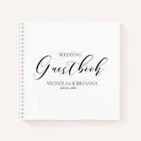 Einfaches Schwarz-weißes Minimal Wedding Guestbook