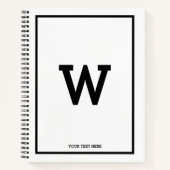 Einfaches Schwarz-weißes Monogram-Sketchbook Notizblock (Vorderseite)