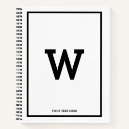 Einfaches Schwarz-weißes Monogram-Sketchbook Notizblock