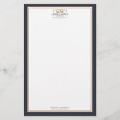 Einfaches Schwarz-weißes Monogramm-Geschäft Briefpapier (Vorderseite)