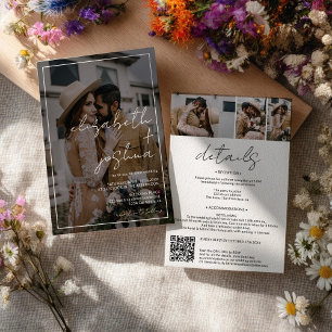 Einfaches Schwarz-weißes Overlay in einer Hochzeit Einladung