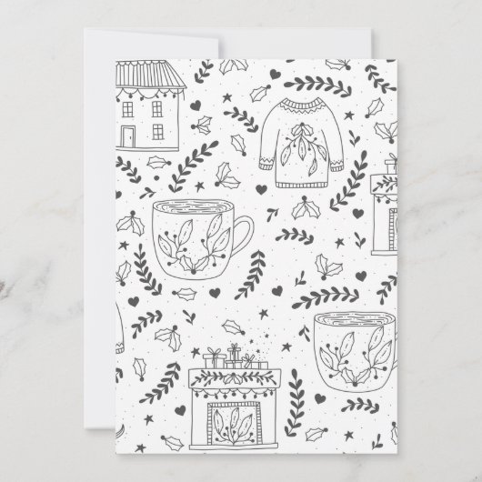 Einfaches Schwarz-weißes Party Einladung (Rückseite)