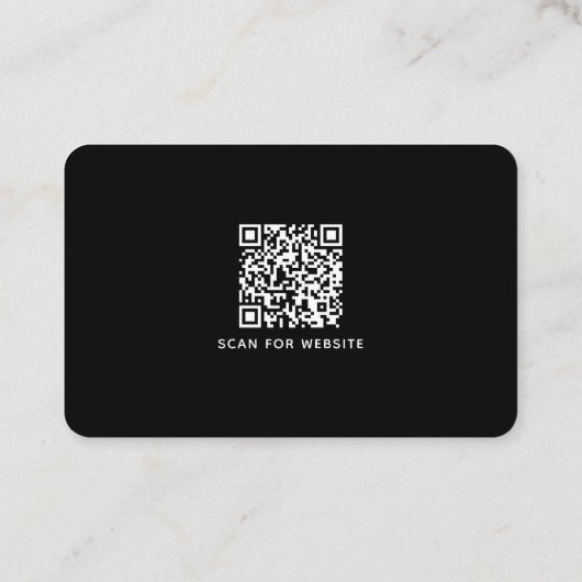 Einfaches Schwarz-weißes QR Code Business Visitenkarte (Rückseite)