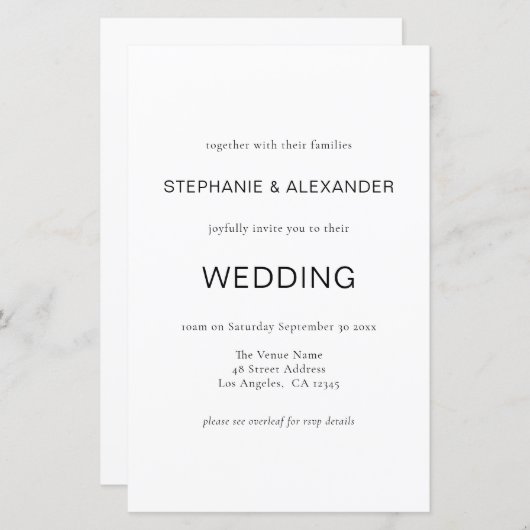 Einfaches Schwarz-weißes QR-Hochzeitsstipendium (Vorne/Hinten)