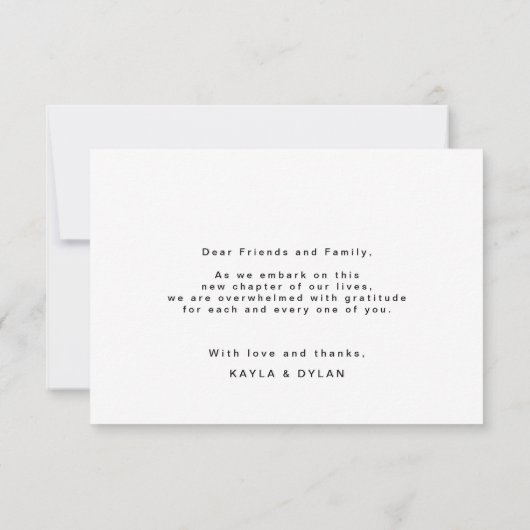 Einfaches Schwarz-weißes Script Herzlichen Dank Dankeskarte (Rückseite)