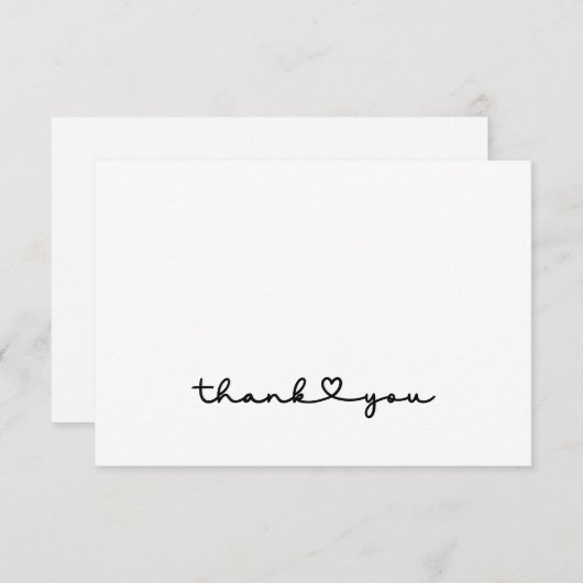 Einfaches Schwarz-weißes Script Herzlichen Dank Dankeskarte (Vorne/Hinten)
