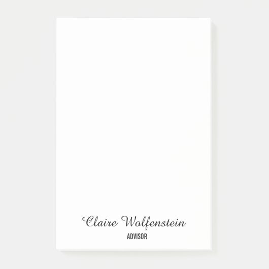 Einfaches Schwarz-weißes Skript Post it Notes Post-it Klebezettel (Vorderseite)