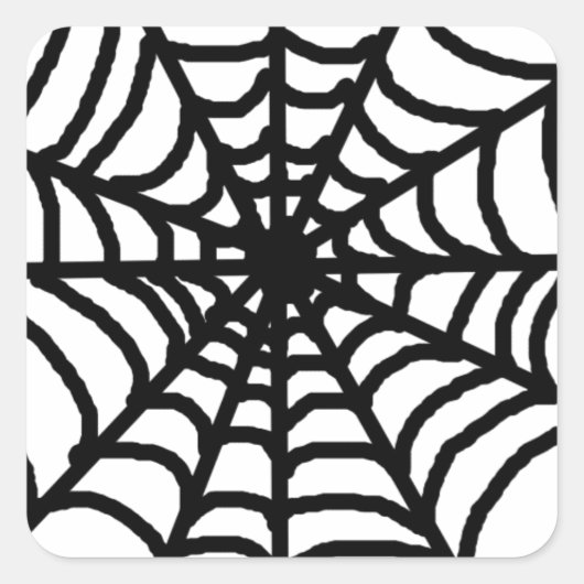 Einfaches Schwarz-weißes Spider Web Quadratischer Aufkleber (Vorderseite)