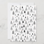 Einfaches Schwarz-weißes Weihnachtsbaum-Party Einladung (Rückseite)