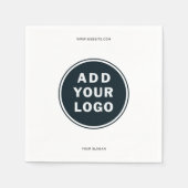 Einfaches Schwarz-weißes Werbelogo Serviette (Vorderseite)