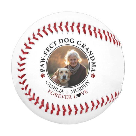 Einfaches Schwarzer Text Funny Dog Oma Foto Baseball (Vorderseite Links)