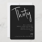 Einfaches Schwarzes 30. Geburtstag-Party Einladung (Vorderseite)
