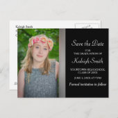 Einfaches Schwarzes Abschluss Save the Date Ankündigungspostkarte (Vorne/Hinten)