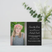 Einfaches Schwarzes Abschluss Save the Date Ankündigungspostkarte (Stehend Vorderseite)