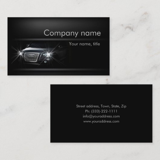 Einfaches schwarzes Auto in der Shadow Business Ca Visitenkarte (Vorne/Hinten)