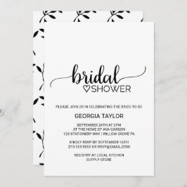 Einfaches Schwarzes Brautparty Einladung