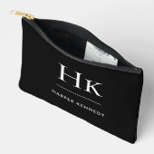 Einfaches schwarzes, elegantes Monogramm Zubehörtasche (Offen)