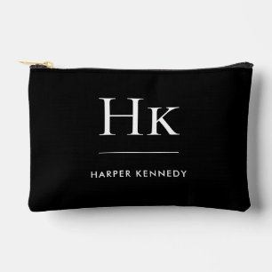 Einfaches schwarzes, elegantes Monogramm Zubehörtasche