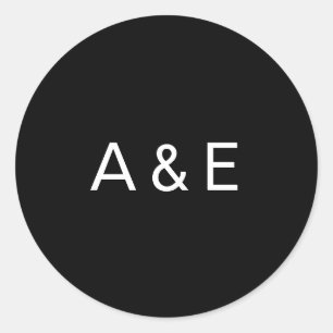 Einfaches Schwarzes Et-Zeichen-Monogramm-Hochzeit Runder Aufkleber