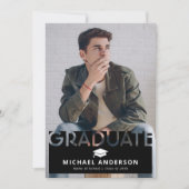 Einfaches Schwarzes Foto Abschluss Ankündigung (Vorderseite)