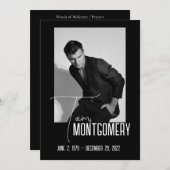 Einfaches Schwarzes Foto-Beerdigungsprogramm Einladung (Vorne/Hinten)