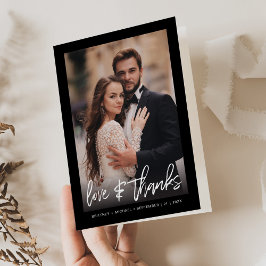 Einfaches Schwarzes Foto mit Handschrift dank Kart Dankeskarte