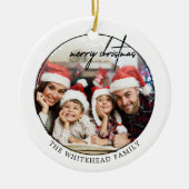 Einfaches Schwarzes Frohnes Weihnachtsfest-Foto Keramik Ornament (Vorne)