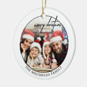 Einfaches Schwarzes Frohnes Weihnachtsfest-Foto Keramik Ornament (Links)