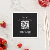 Einfaches schwarzes Geschäftslogo & QR-Code-Menü-S Serviette (Beispiel)
