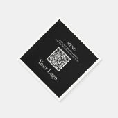 Einfaches schwarzes Geschäftslogo & QR-Code-Menü-S Serviette (Ecke)