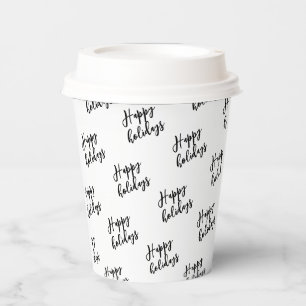 Einfaches schwarzes Happy-Holiday-Textmuster Pap Pappbecher