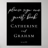 Einfaches Schwarzes Hochzeitszeichen Unser Gästebu Poster (Vorne)