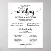 Einfaches schwarzes Kalligrafie-Hochzeitsprogramm Poster (Vorne)