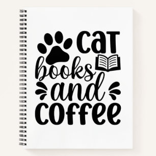 Einfaches schwarzes "Katzen Bücher und Kaffee" Lie