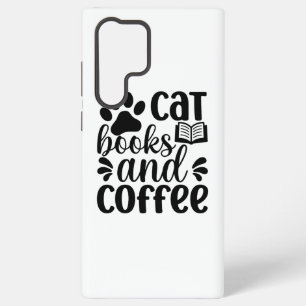 Einfaches schwarzes "Katzen Bücher und Kaffee" Lie Samsung Galaxy Hülle