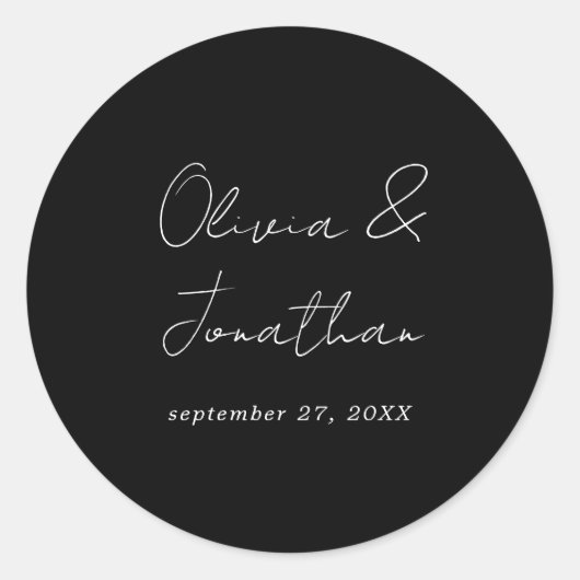 Einfaches Schwarzes Krawatte-Skript Runder Aufkleber (Vorderseite)