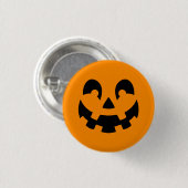 Einfaches schwarzes Kürbisgesicht auf orangefarben Button (Vorne & Hinten)