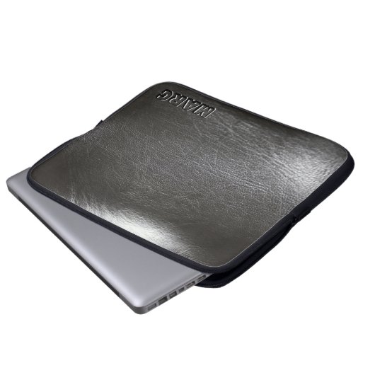 Einfaches schwarzes Leder Laptopschutzhülle (Vorne Knopf)